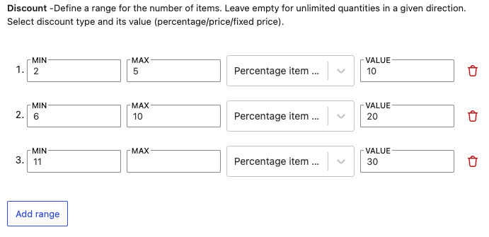 Konfigurace Bulk ranges