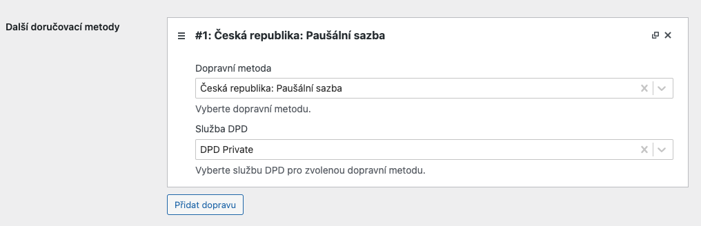 Other shipping methods mapping
