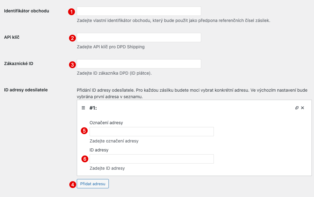 DPD connection settings