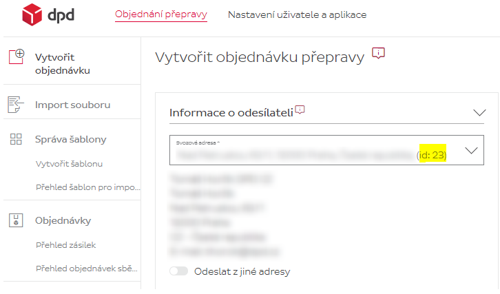 Address ID in DPD Shipping