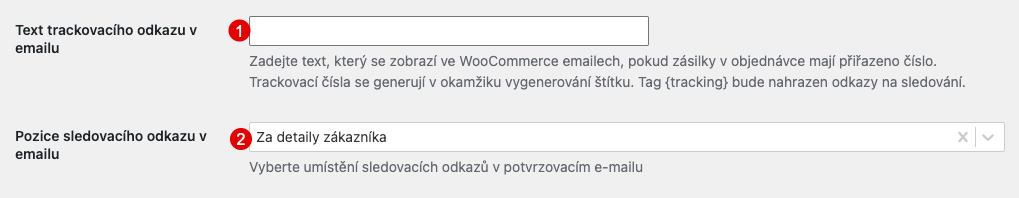 Email tracking settings