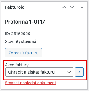 Uhrazení proformy