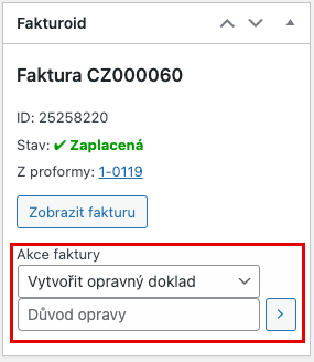 Vytvoření opravného dokladu