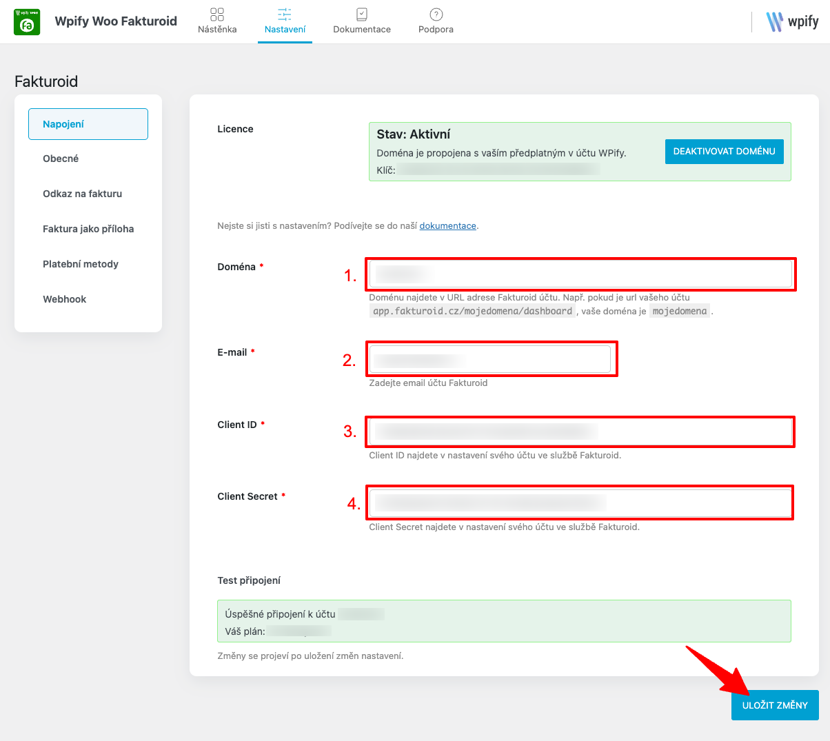 Nastavení napojení