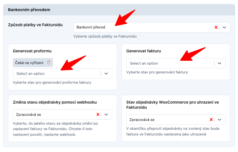 Nastavení jednotlivé platební brány