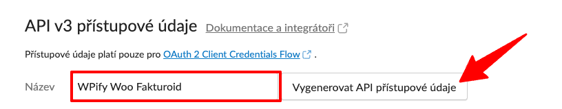 Generování API klíčů