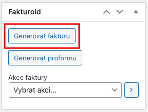 Generování faktury v detailu