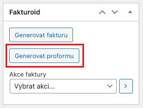 Generování proformy v detailu