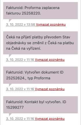 Poznámky objednávky