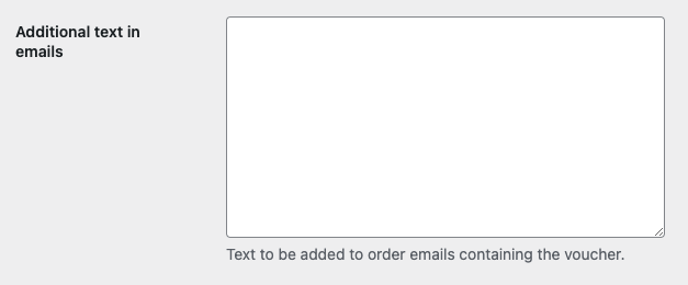 Additional text in emails setting