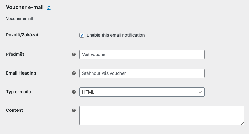Voucher email trigger setting