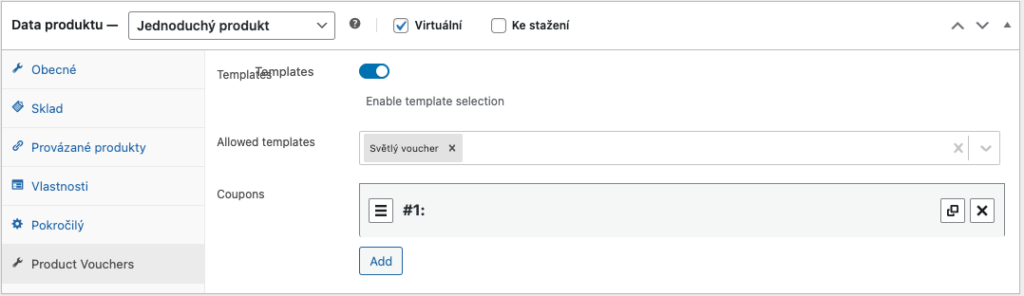 Voucher product coupon configuration