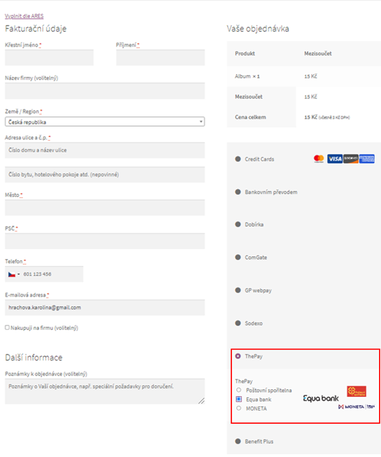 Payment gateways at checkout