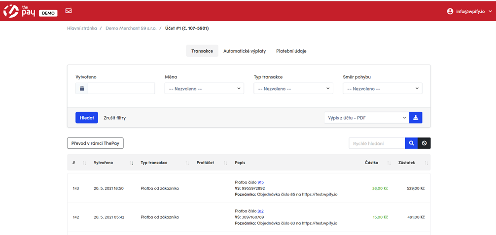 Transactions overview
