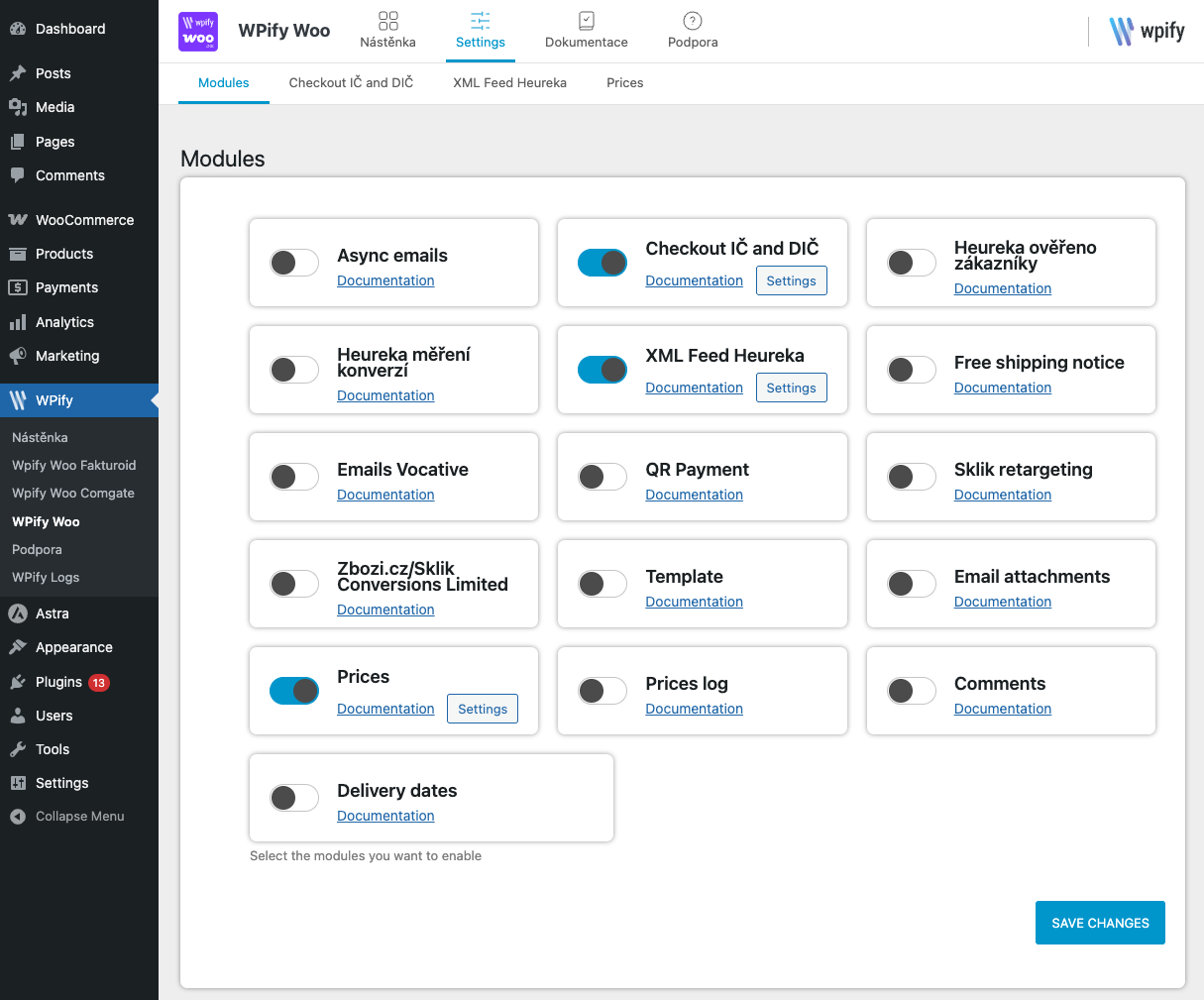 Module activation in WPify Woo