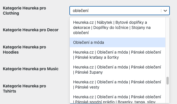 Heureka category tree